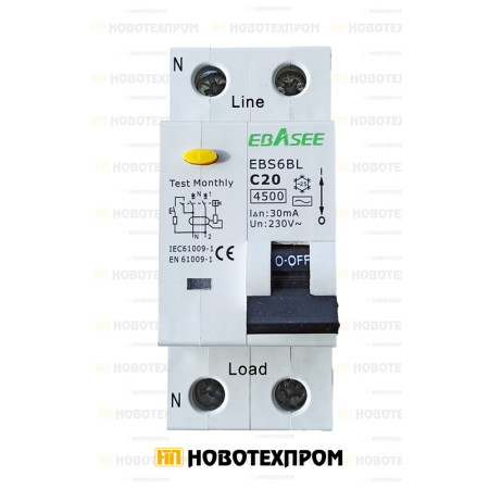Дефектнотокова защита EBASEE 1P+N C20A 30ma